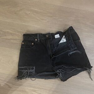 Levi's Black Distressed Jean Shorts